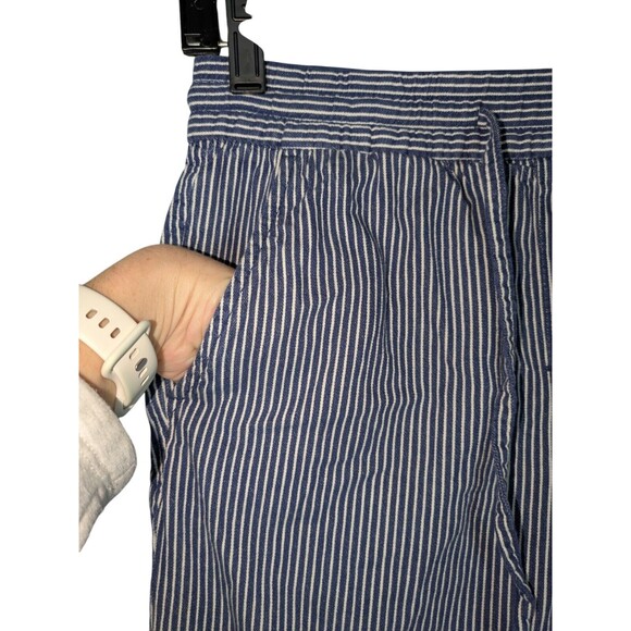 Gap Sz XS Women's Blue White Striped Tie Stretch Waist Cropped Easy Pant Casual - Picture 3 of 7